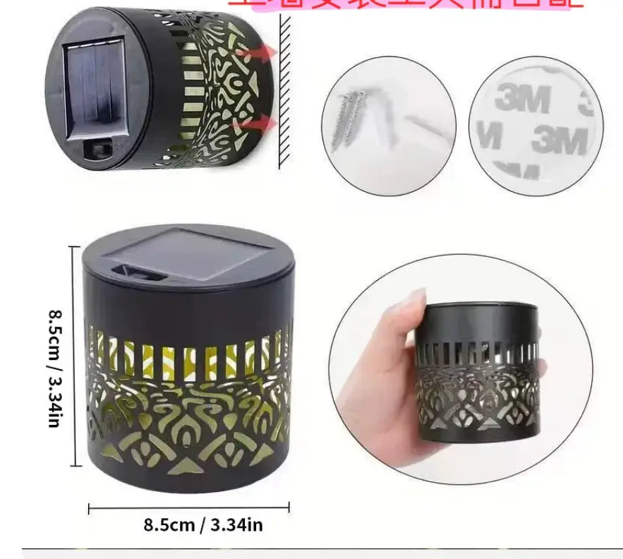 Illuminate Your Outdoors with 2/4 Packs of Color-Changing Solar Mandala Projection Wall Lights - Stunning Waterproof Metal Decor for Patios, Gardens, and Backyards